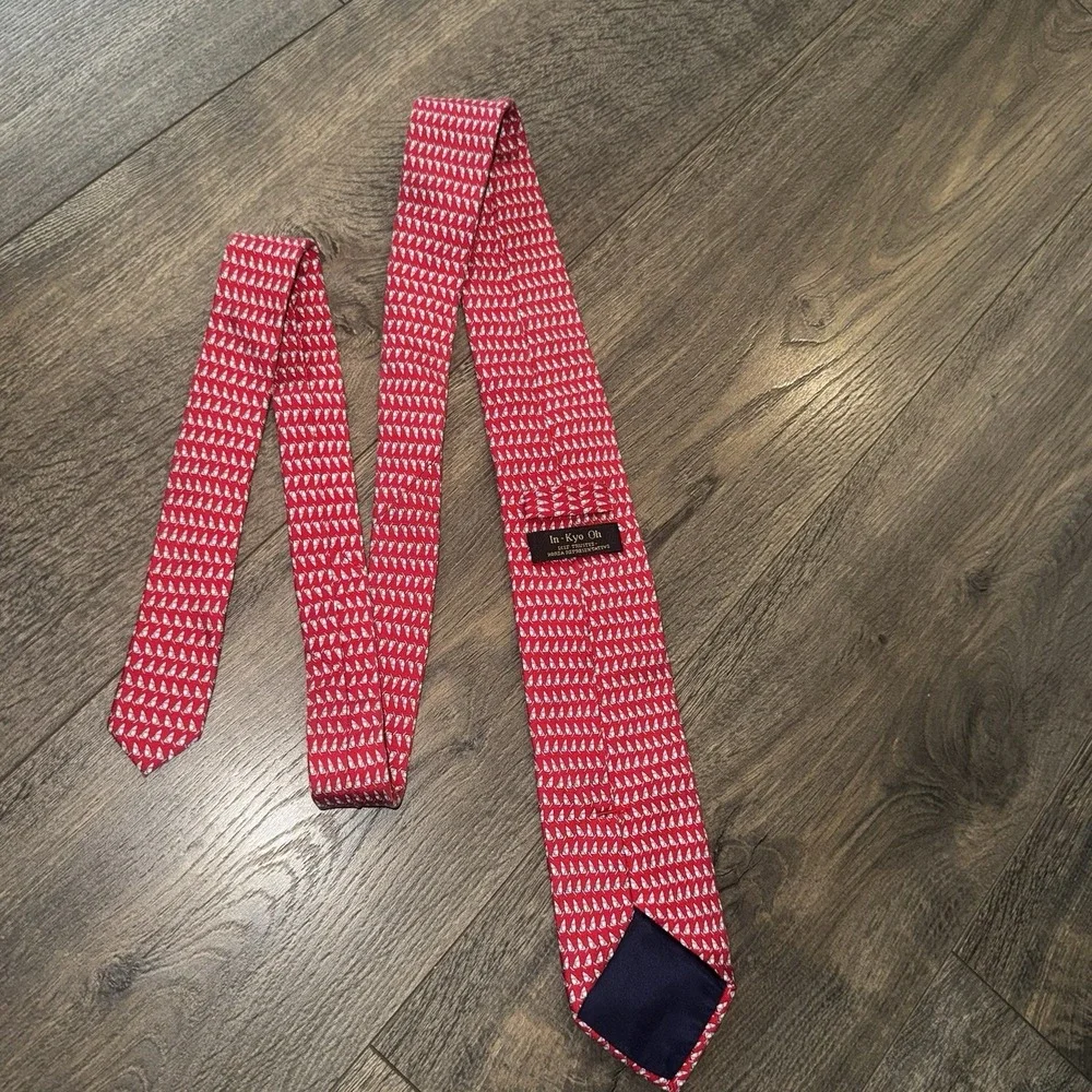 In Kyo Oh Men's Neck Tie Multicolor Sailboat Rare Print 100%‎ Silk Red Hip Hop